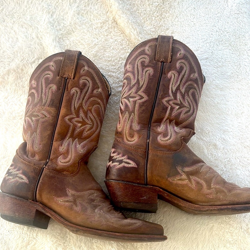 Justin BRL113 Sz 7 Bent Rail Western Boot Chocolate Ponteggio Cowhide Square Toe